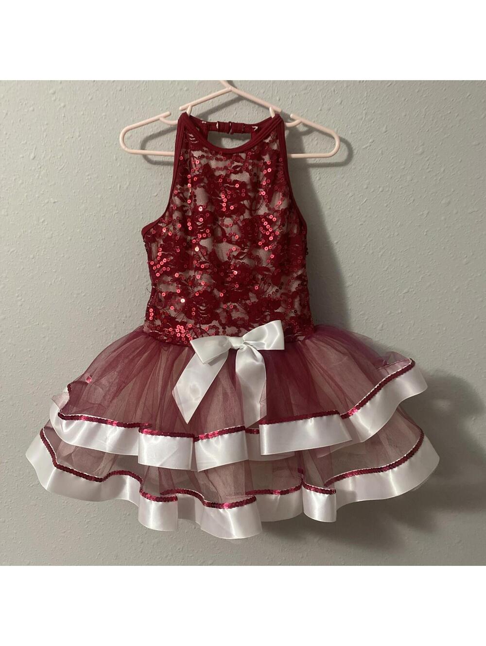 Revolution Burgundy and White Formal Girls Ballet Fluffy Tutu Dress Child SC